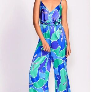 Pink Martini Vibrant Blue and Green Jumpsuit